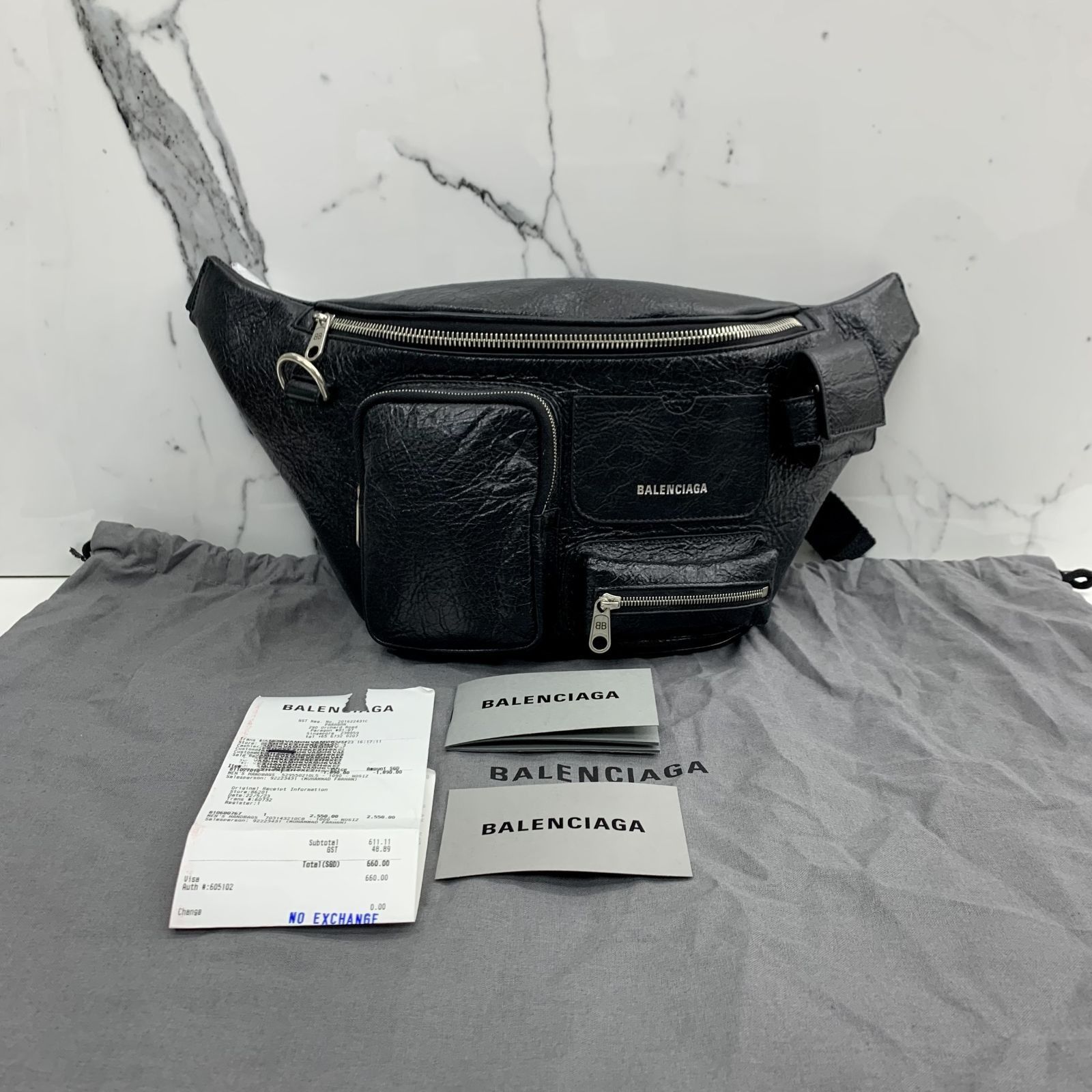BALENCIAGA BLACK SUPERBUSY BELT 703143 WAIST BAG 237017043 WE
