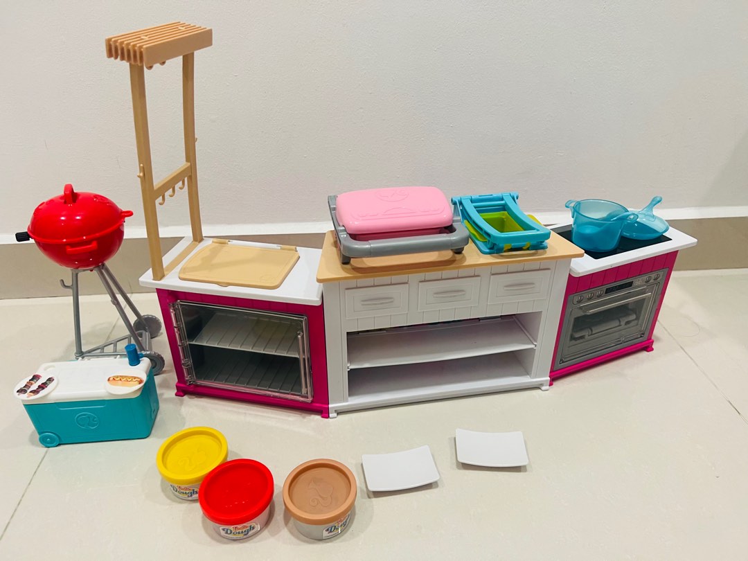 Barbie kitchen playset with BBQ and cooler, Hobbies & Toys, Toys