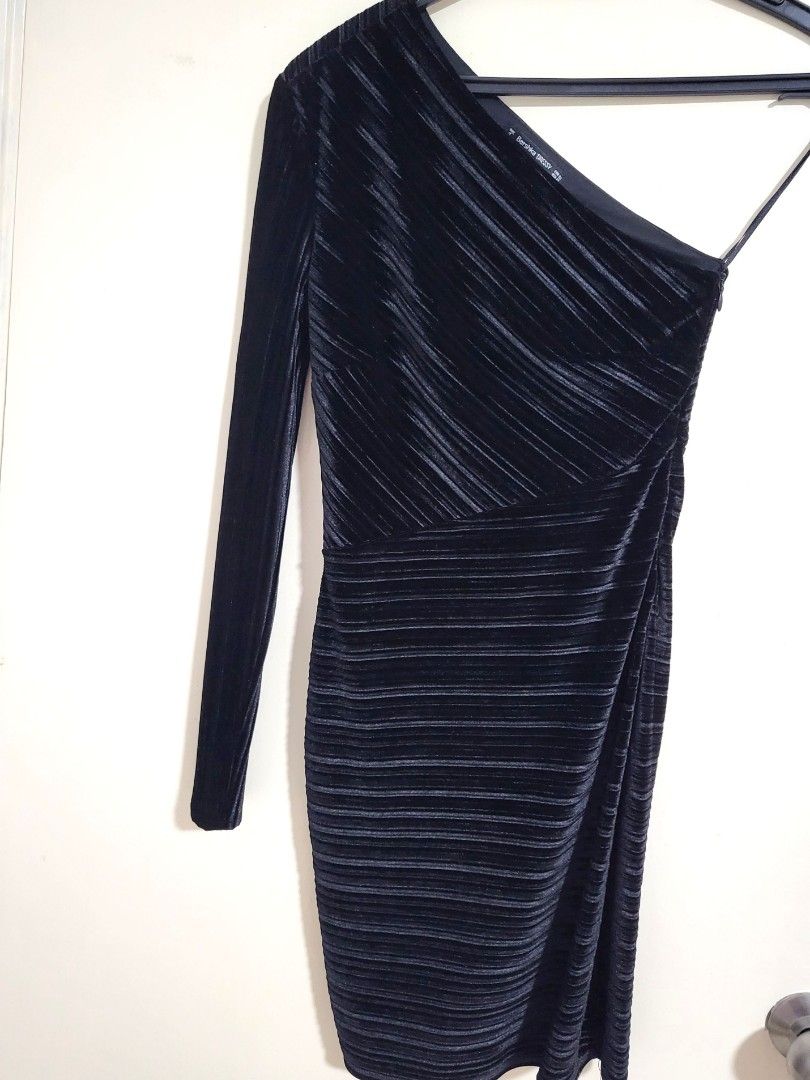strapless open back dress BERSHKA. Brown stretch textured dress. XS  Hibuy market