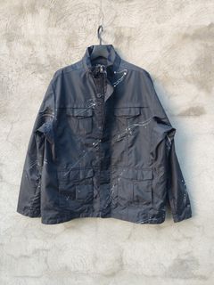AVAILABLE ❗ I can’t reply due to the Carousell reply quota for sellers,   Black Utility Nylon Field Paint Splatter Jacket, Made in Vietnam