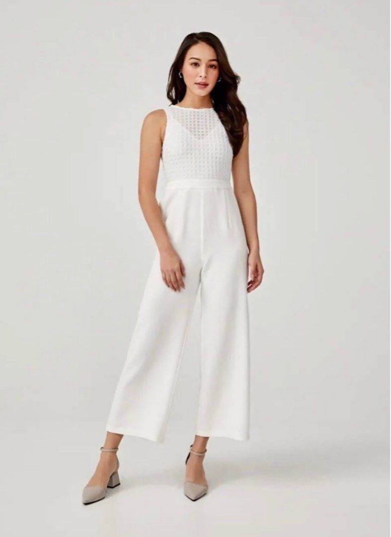 White overlay jumpsuit on sale