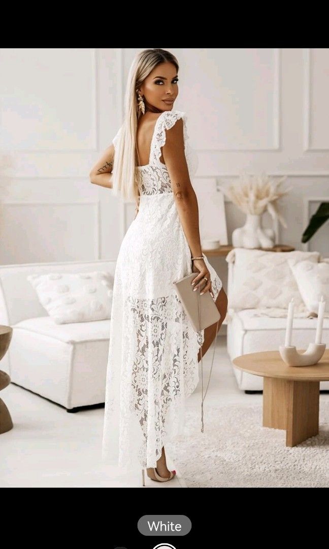 White lace high low top sales