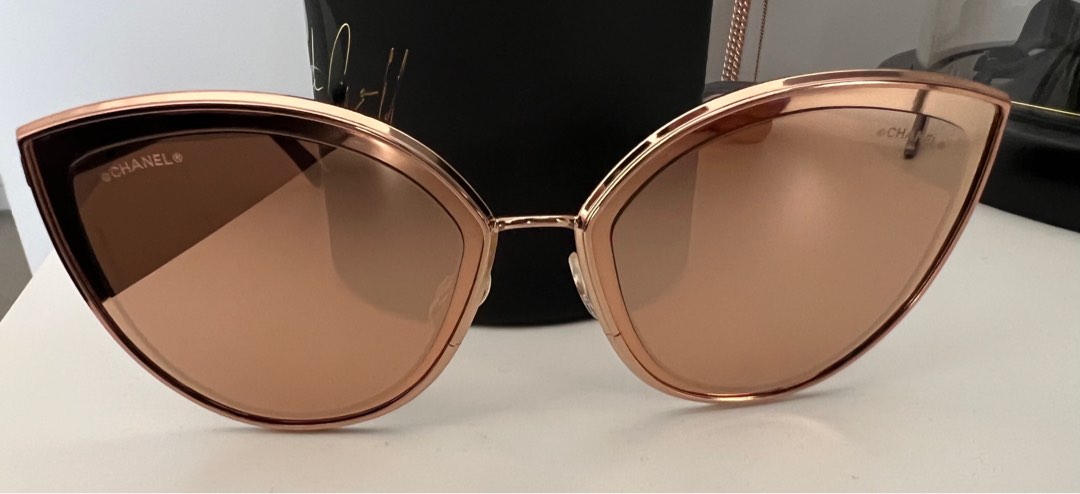 Chanel rose gold hotsell cat eye sunglasses