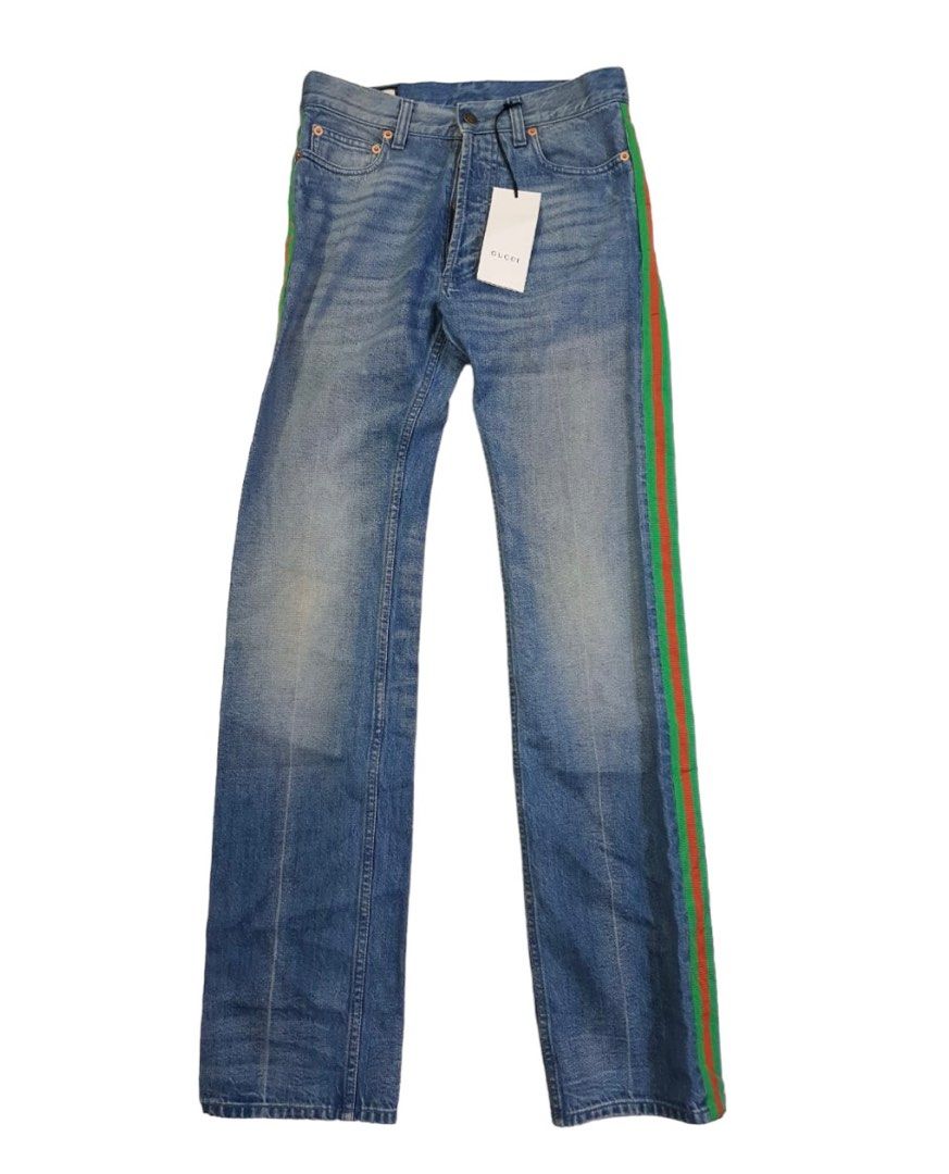 Gucci side 2025 stripe jeans