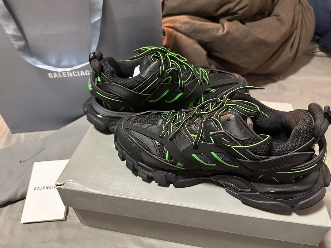 Brand New Unworn Balenciaga Track Sneakers Lime Green Matte Black Design Complete with Original Packaging and Accessories