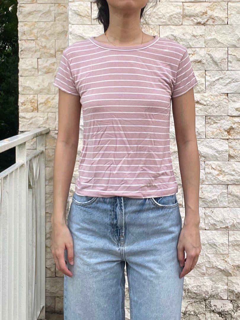 Brandy melville pink striped shirt 2025