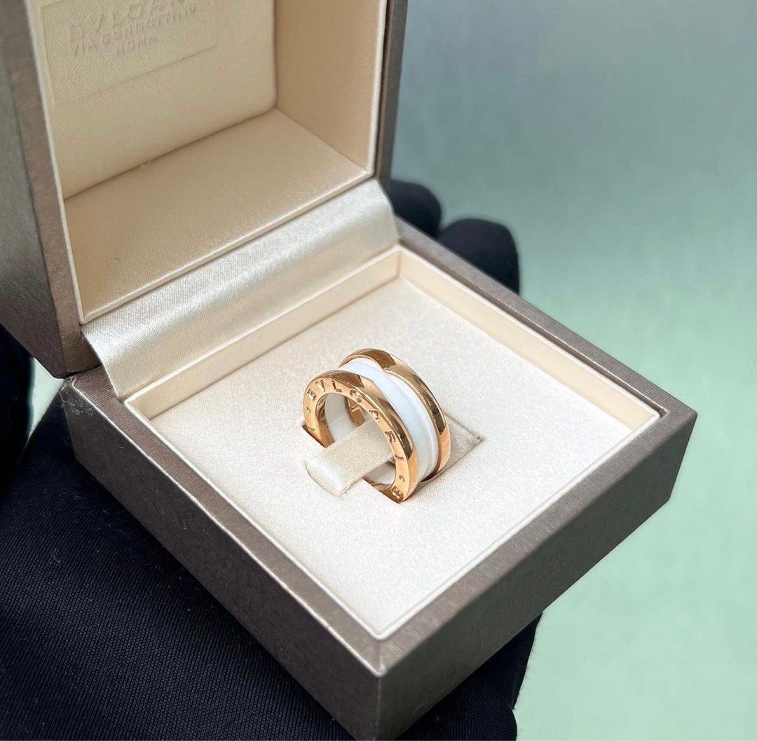 Bvlgari B.Zero1 Ring 2 Band Rose Gold Ceramic 47