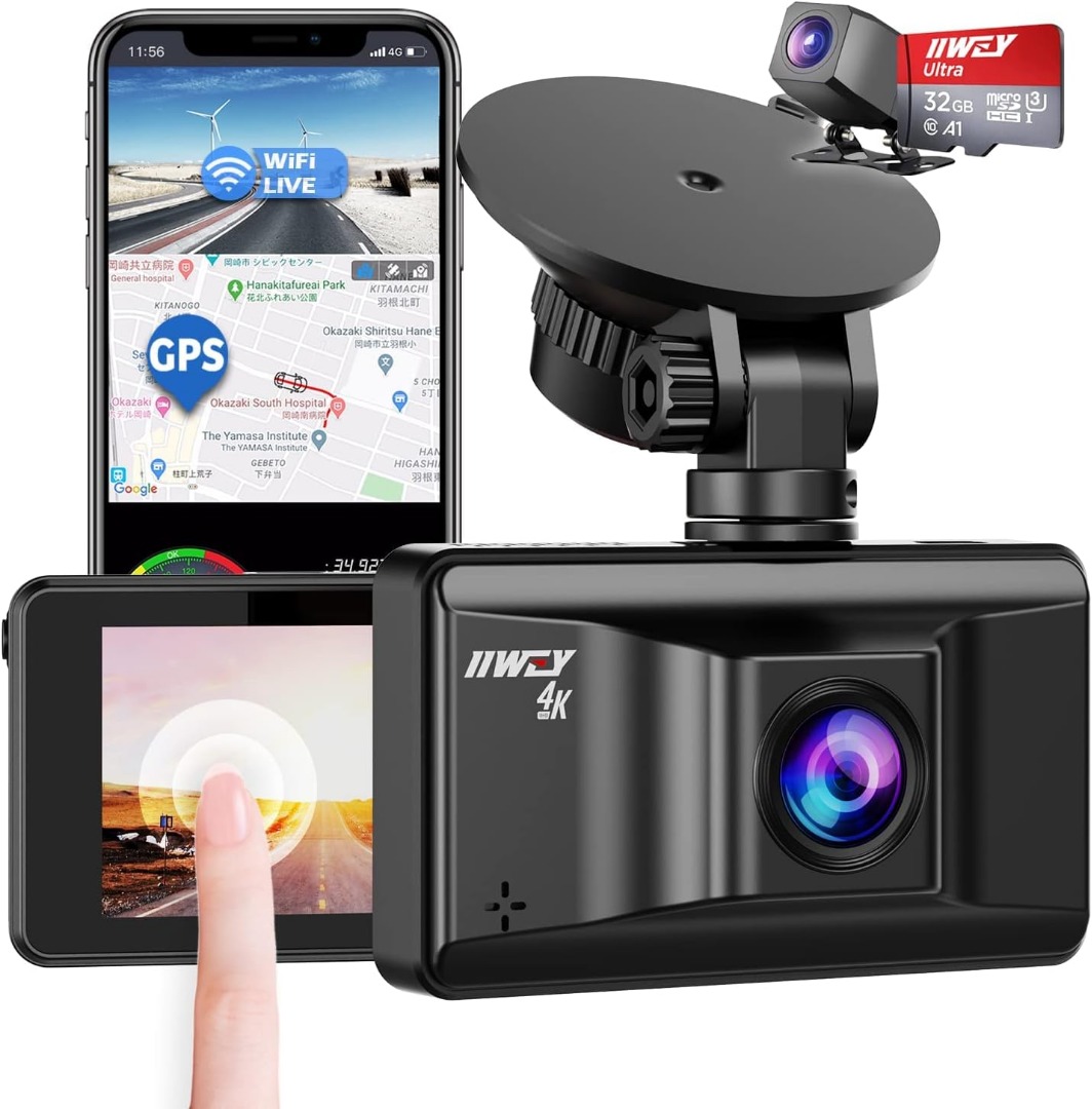 C0528 Dash Cam 4K Front Rear with WIFI GPS, Car Accessories ...