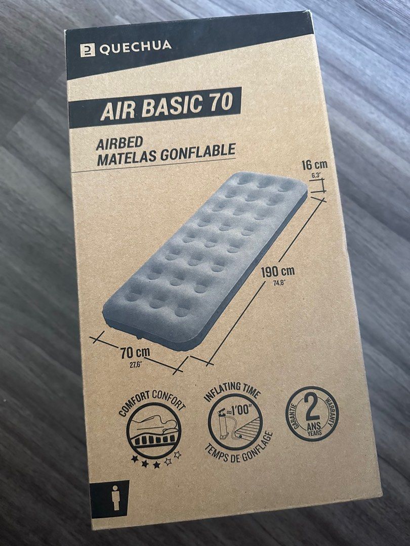 Camping Inflatable Single Air Bed Quechua Air Basic 70 on Carousell