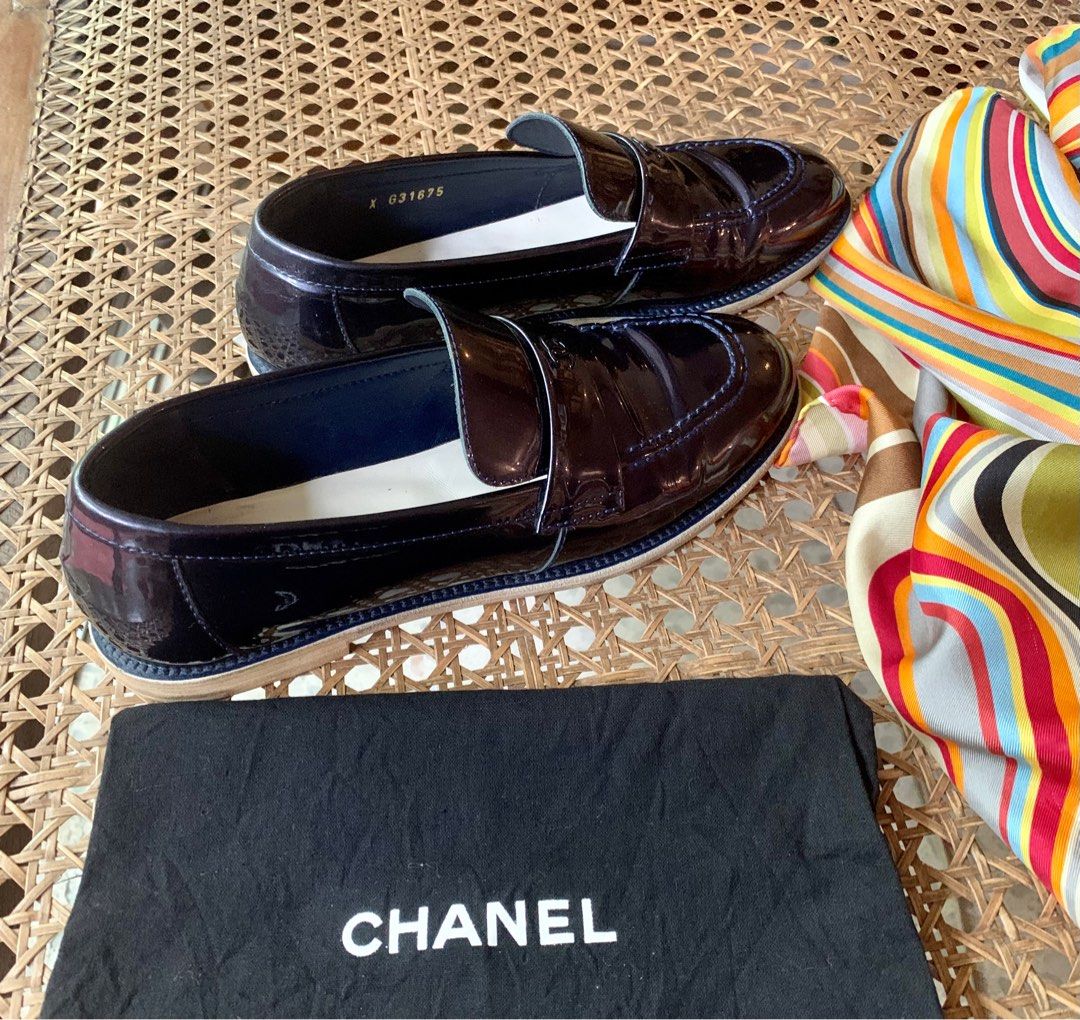 Chanel navy loafers clearance