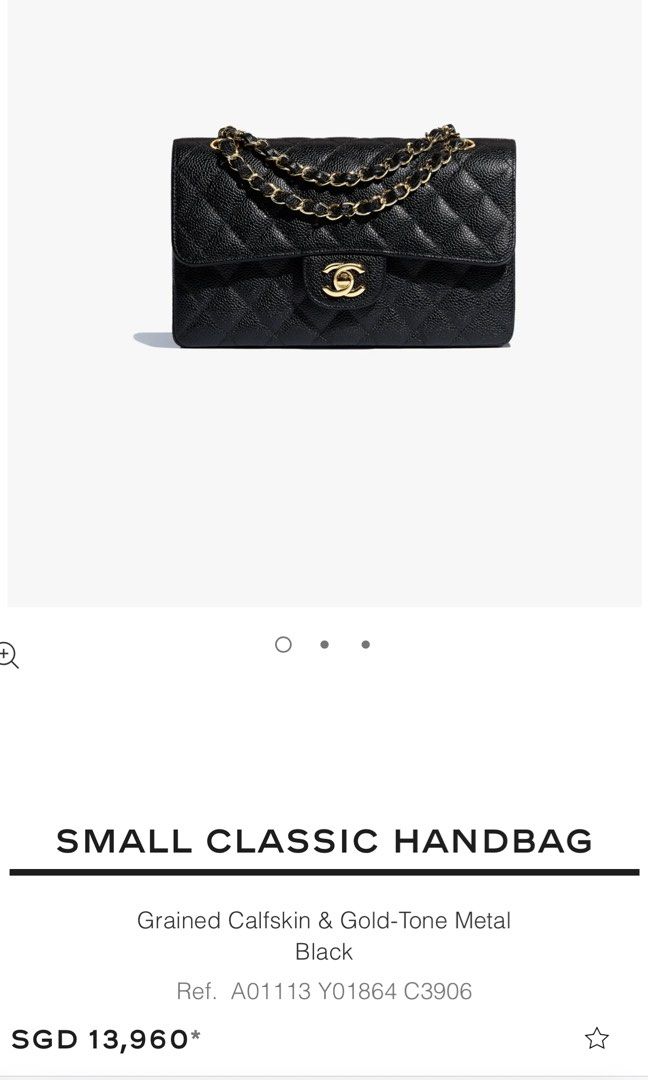 AUTHENTIC] Chanel Classic Flap Bag Small (Grained Calfskin & Gold-Tone  Metal Black), Luxury, Bags & Wallets on Carousell