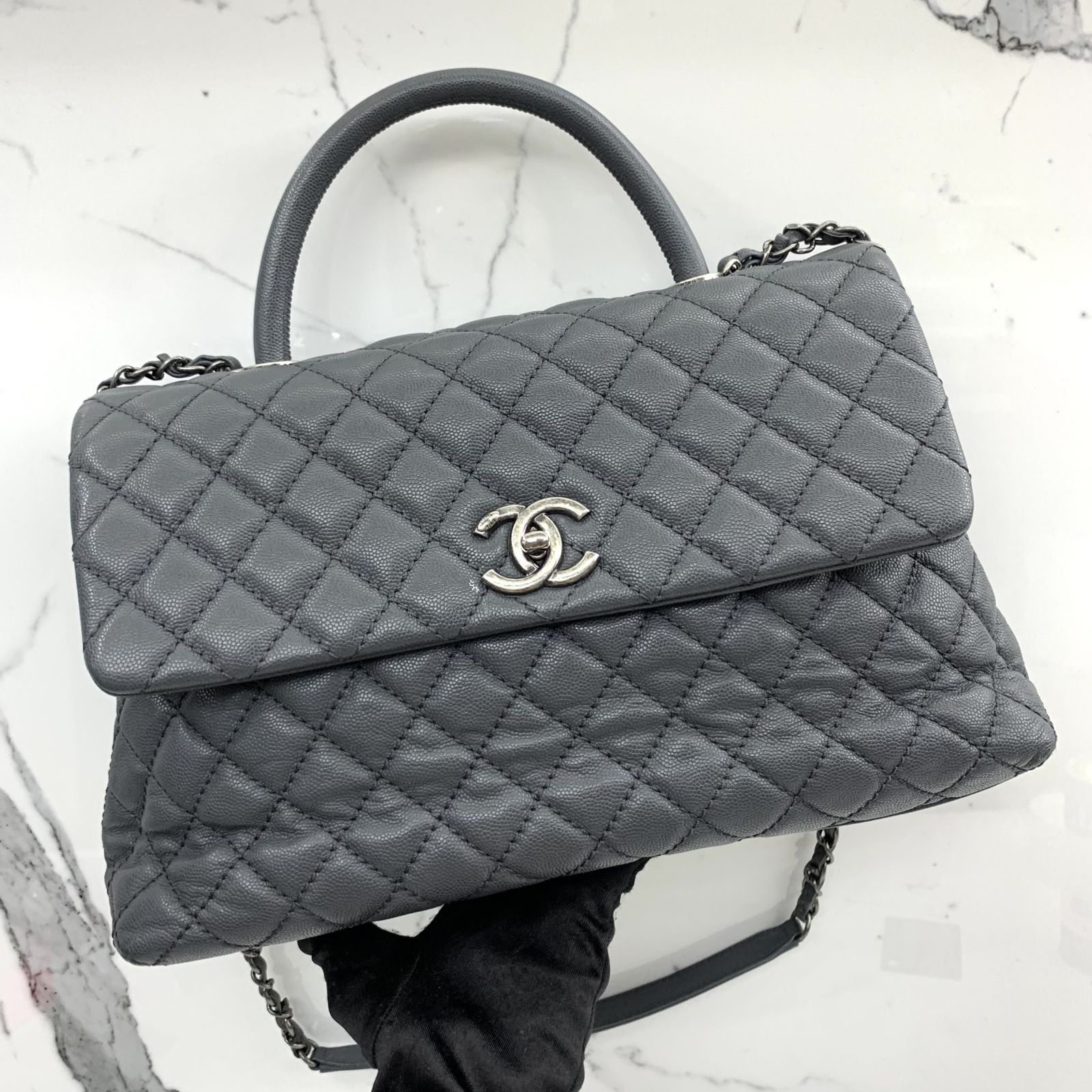 CHANEL GREY COCO HANDLE CHAIN 2 WAY NO.21 SHOULDER BAG 237016731 WE,  Luxury, Bags & Wallets on Carousell