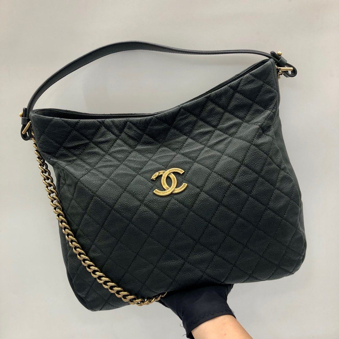 Chanel Button Up Calfskin Hobo Bag, Luxury, Bags & Wallets on Carousell