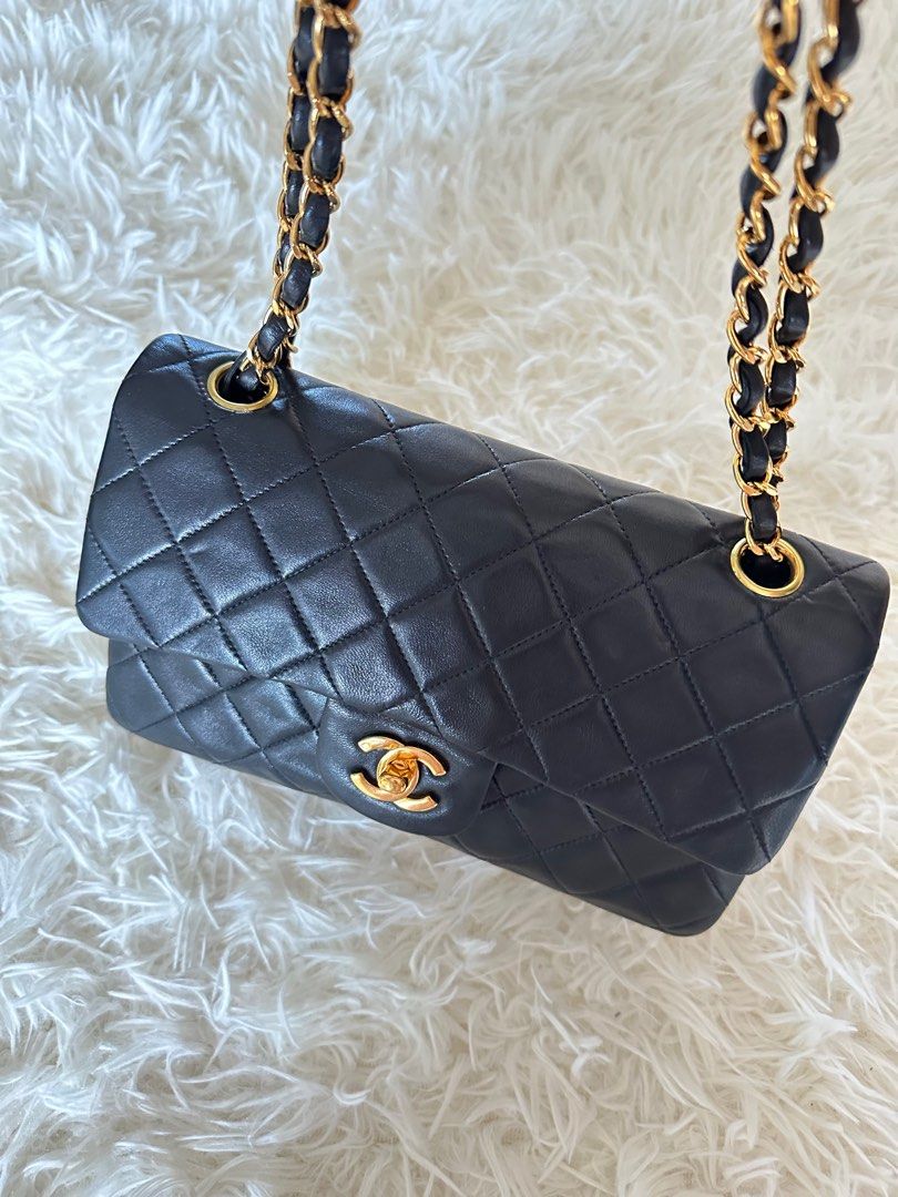 CHANEL Small Classic Double Flap Bag Black Caviar Leather, 24K GHW