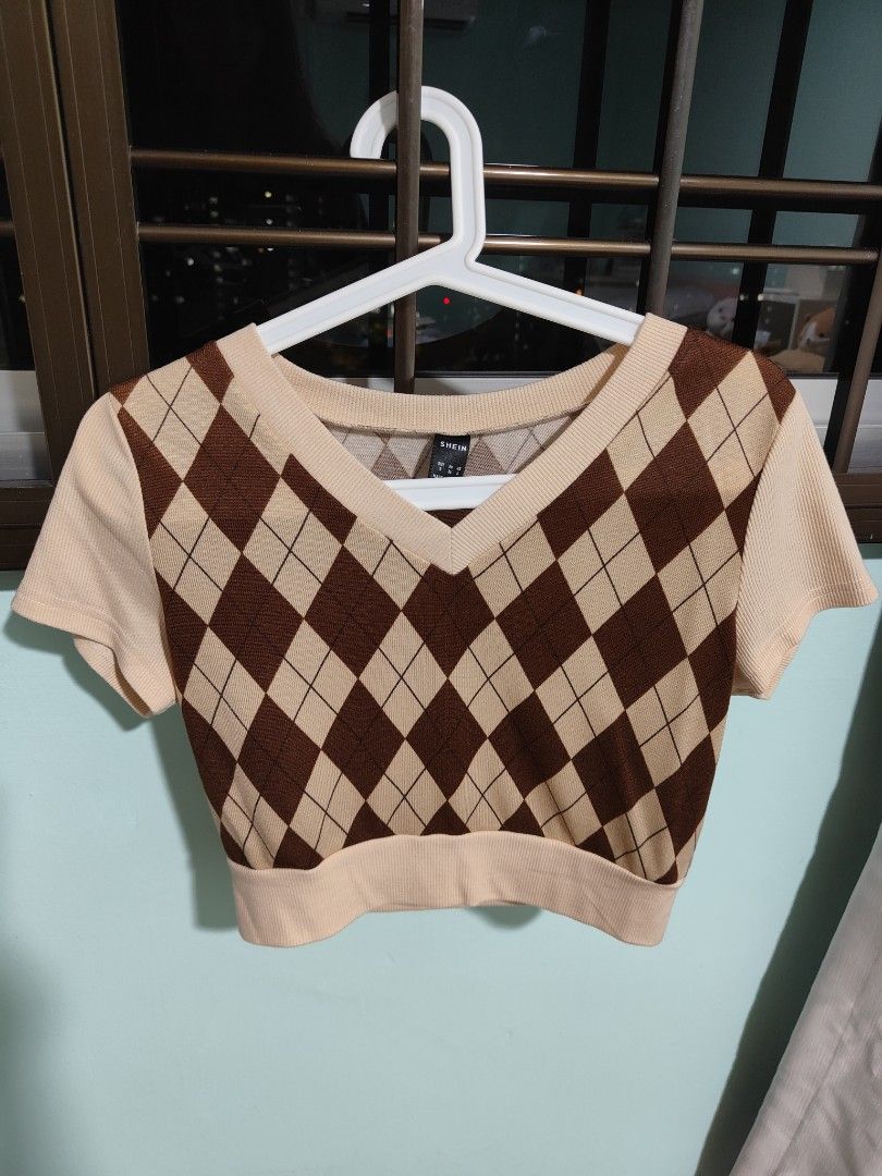 Checkered Lace Square Crop Top main image 0