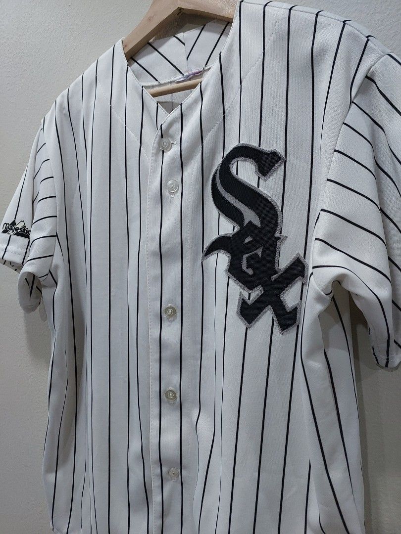 Vintage 1990's Black Chicago White Sox Pinstripe Starter Jersey Sz. XL