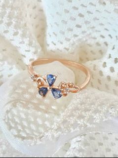 cincin batu mulia blue sapphire + white topaz( ready size 7us)