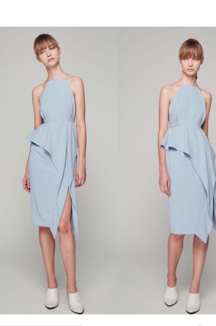 Collate the label peplum dress in blue, Women's Fashion, Dresses & Sets ...