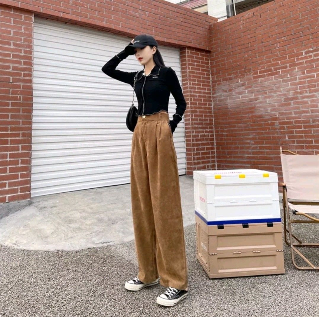 Corduroy Pants in Brown, Women's Fashion, Bottoms, Other Bottoms on  Carousell