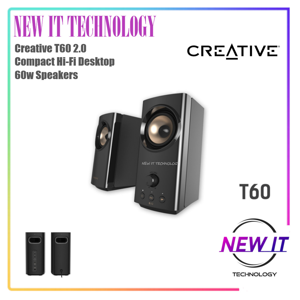 CREATIVE T60 2.0 Compact HiFi Desktop Speakers with Clear Dialog and