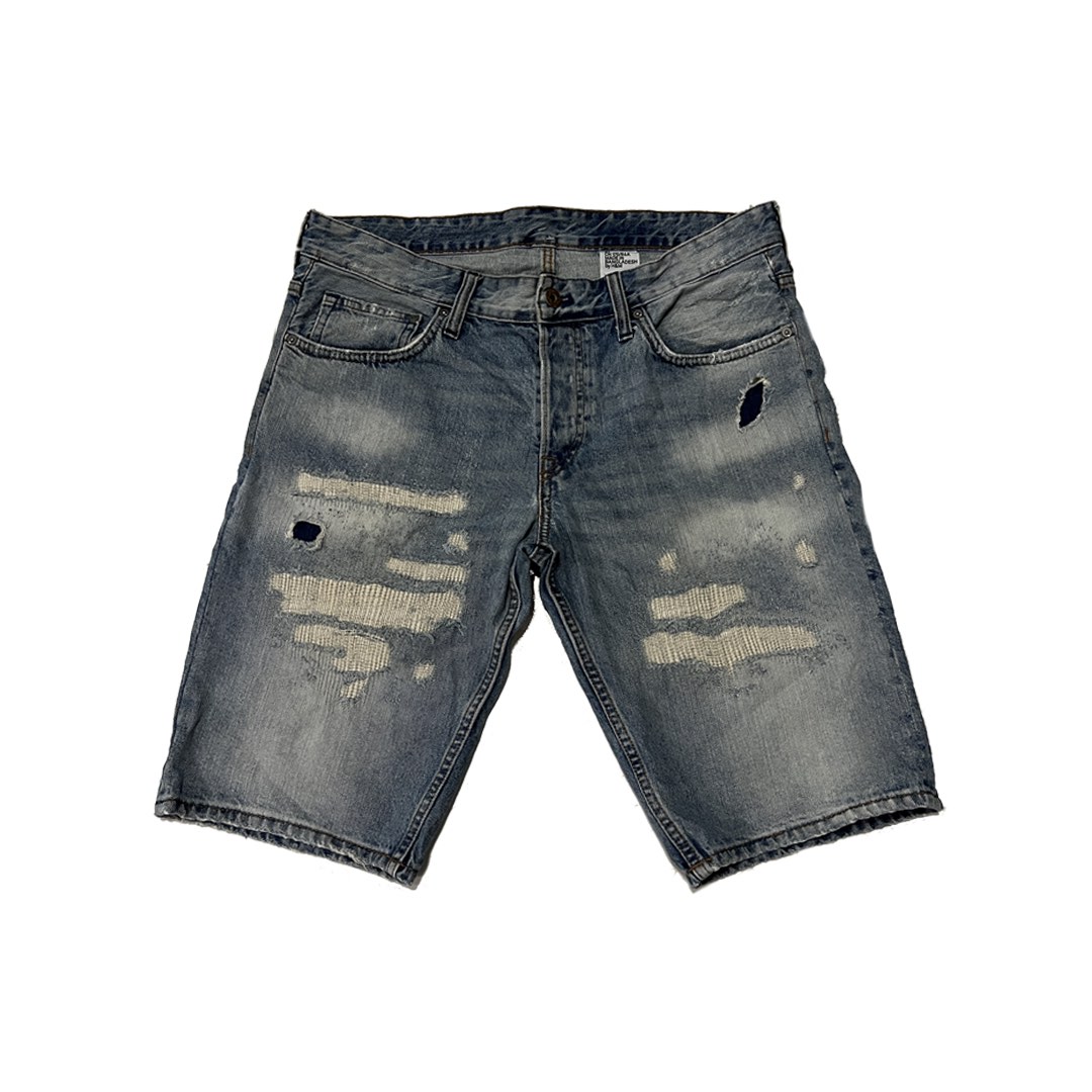 Mens black ripped denim shorts best sale