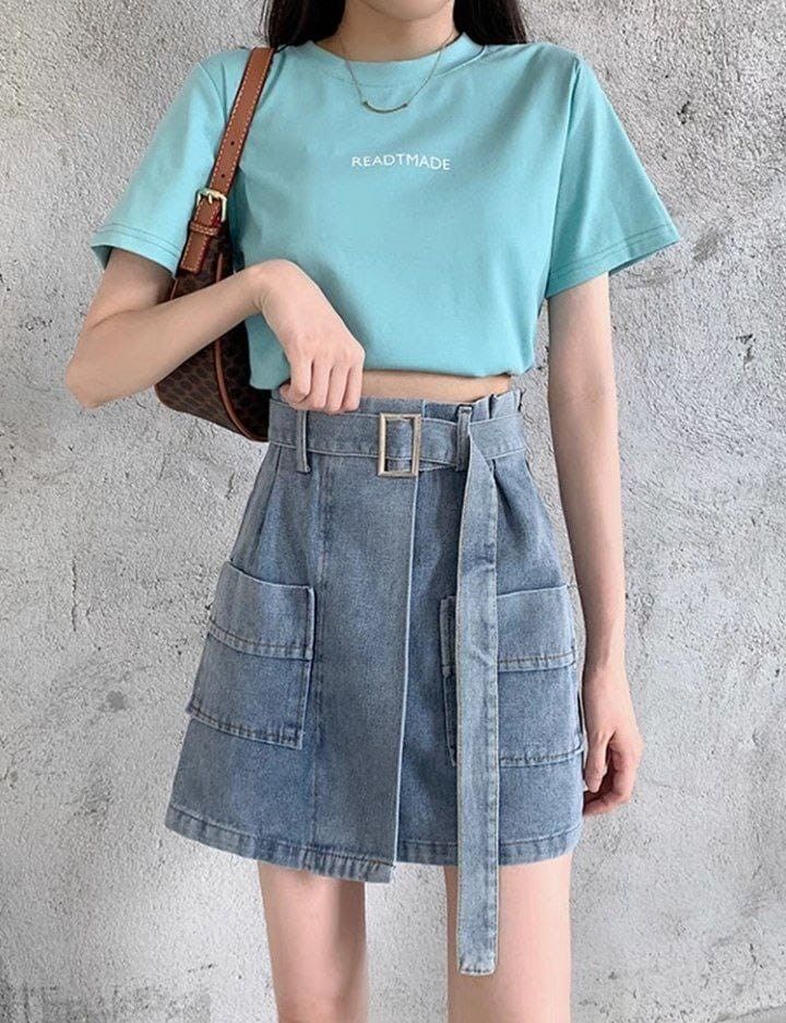 Denim skirt outfit deals tumblr