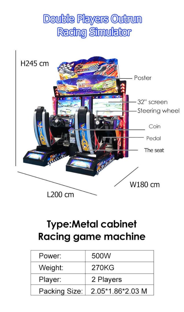 Double Players Outrun Racing Simulator Game Machine, Sports Equipment ...