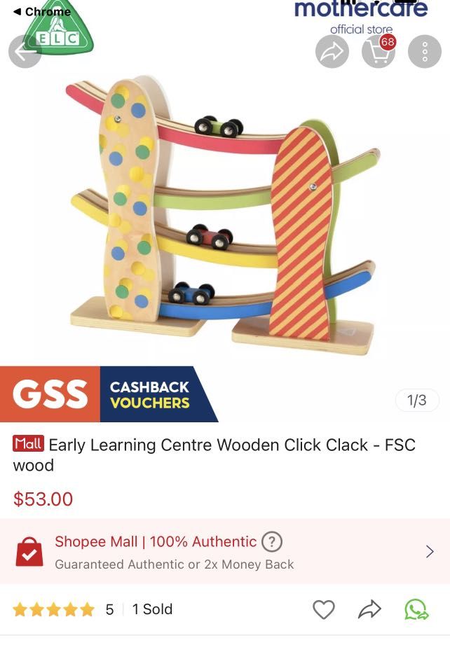 ELC Wooden Car Sliding Track, Babies & Kids, Infant Playtime on Carousell