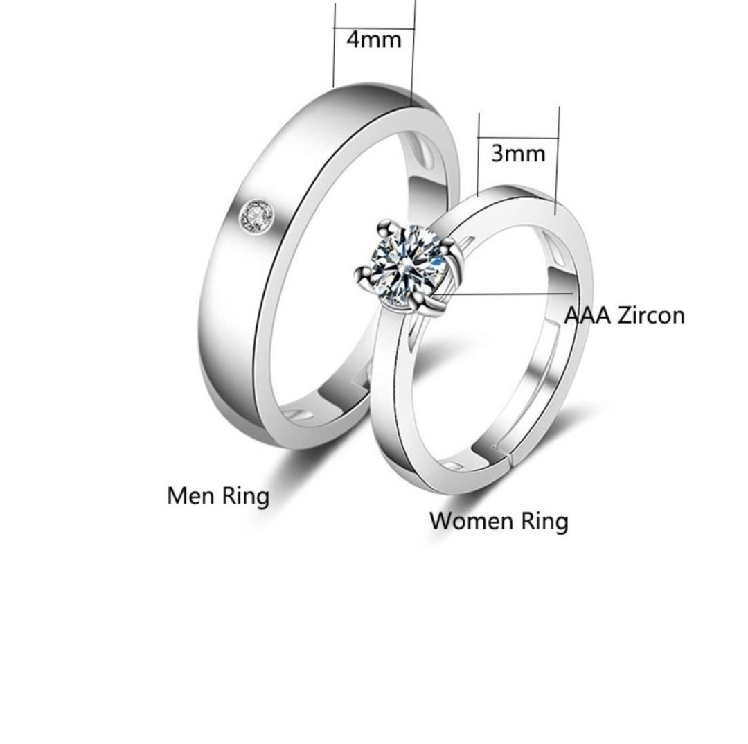 Elegant S925 Silver Plated Couple Ring Set Modern Stylish for him