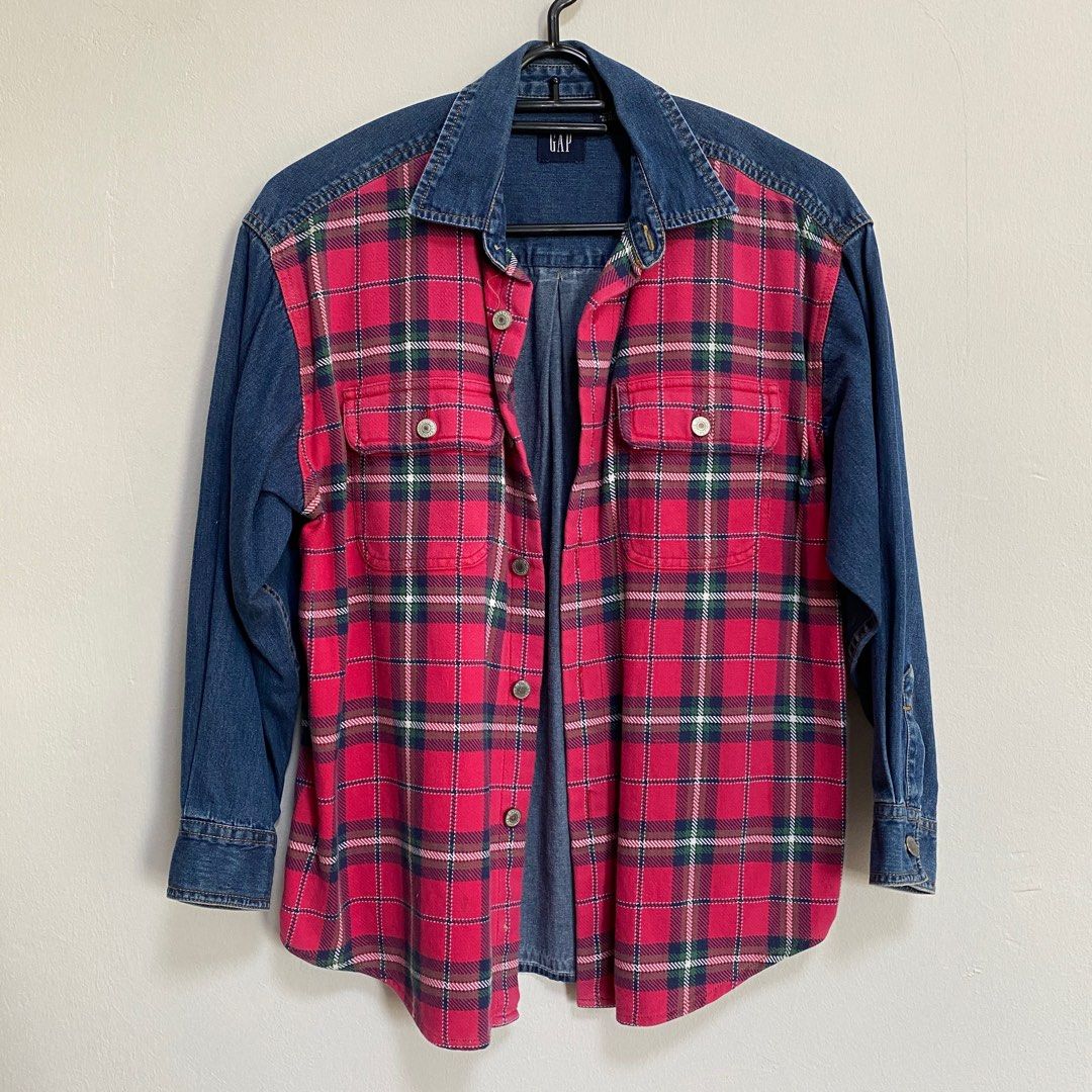 Half denim discount half flannel jacket