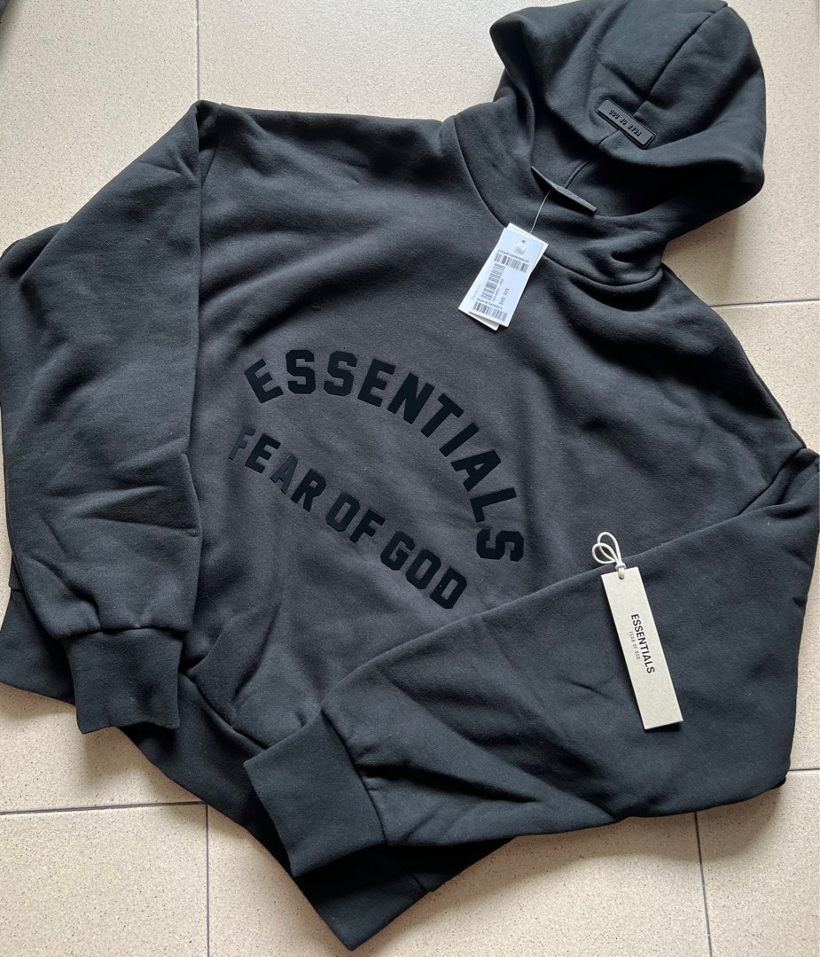 FOG Essential Jet Black Hoodie Authentic Men s Fashion Tops Sets Hoodies on Carousell