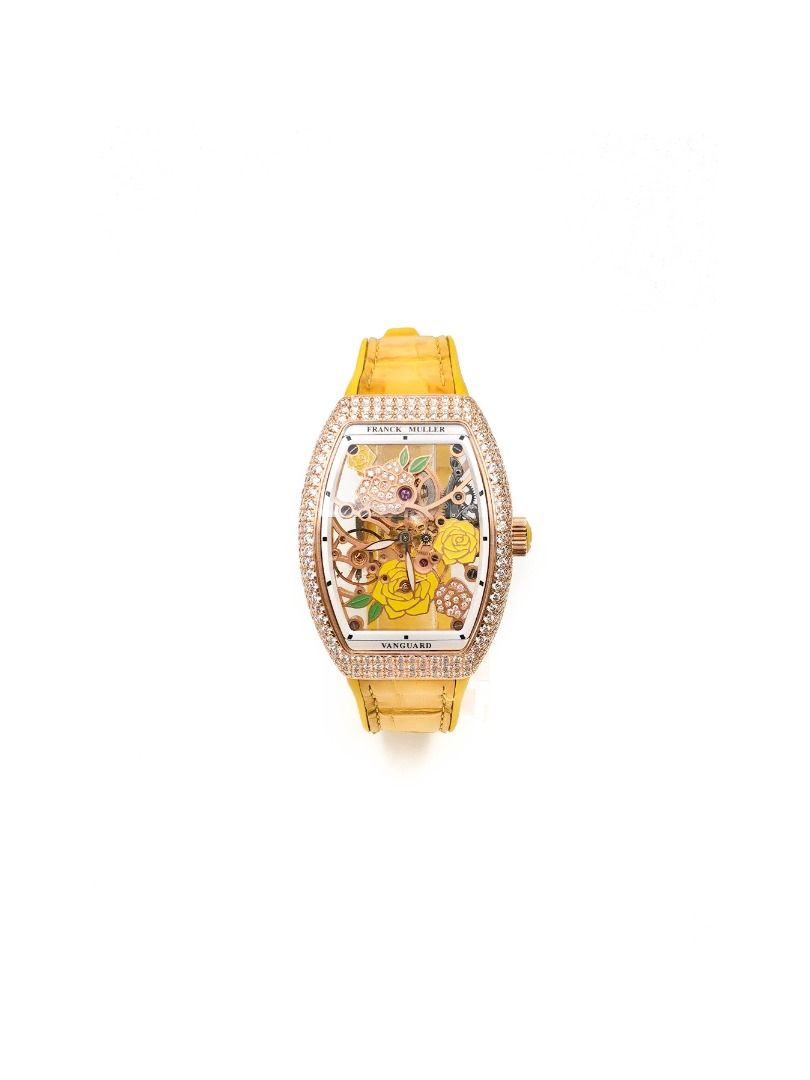 Franck muller yellow sale watch with diamonds