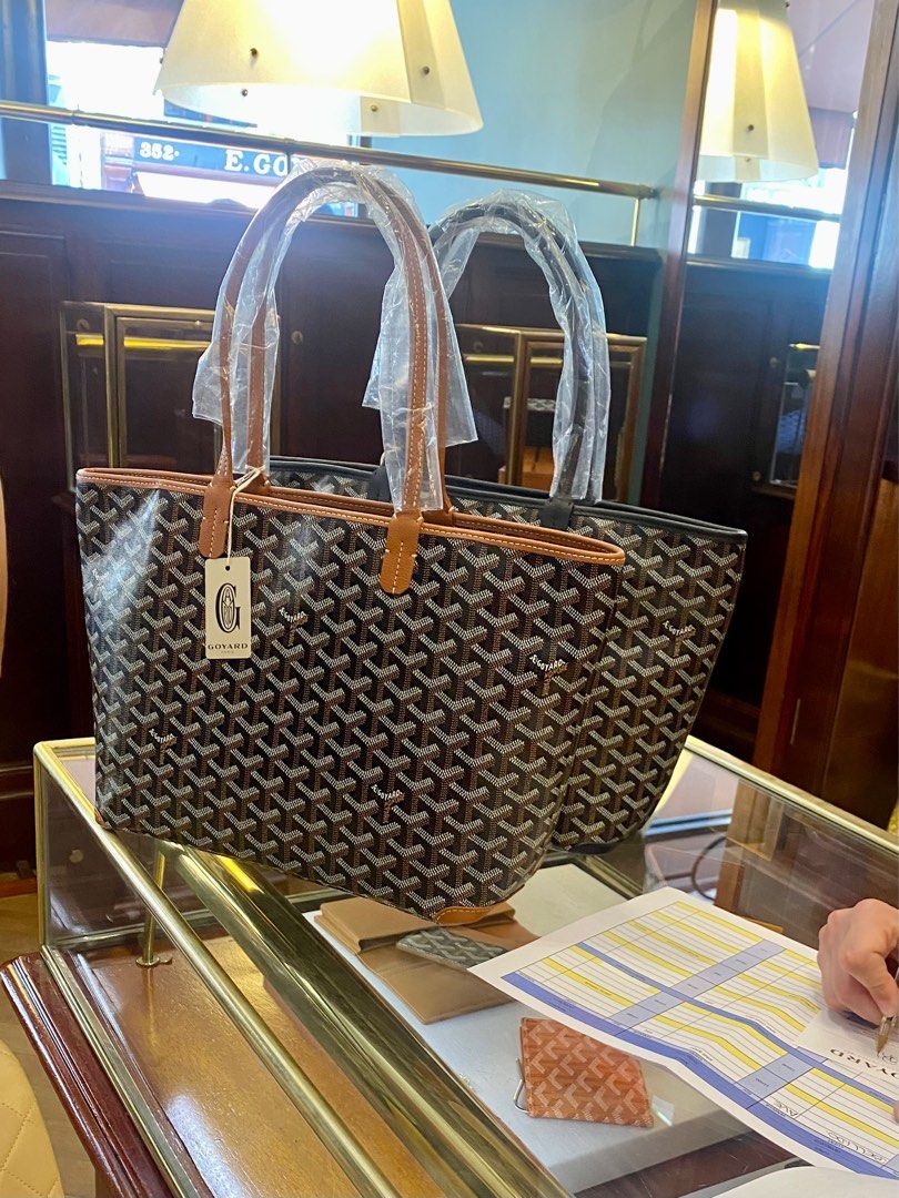 Goyard Artois MM bag black/tan, Luxury, Bags & Wallets on Carousell