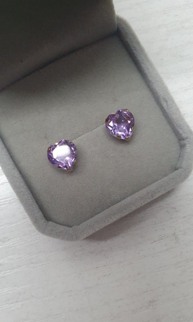 Amethyst heart earrings sales