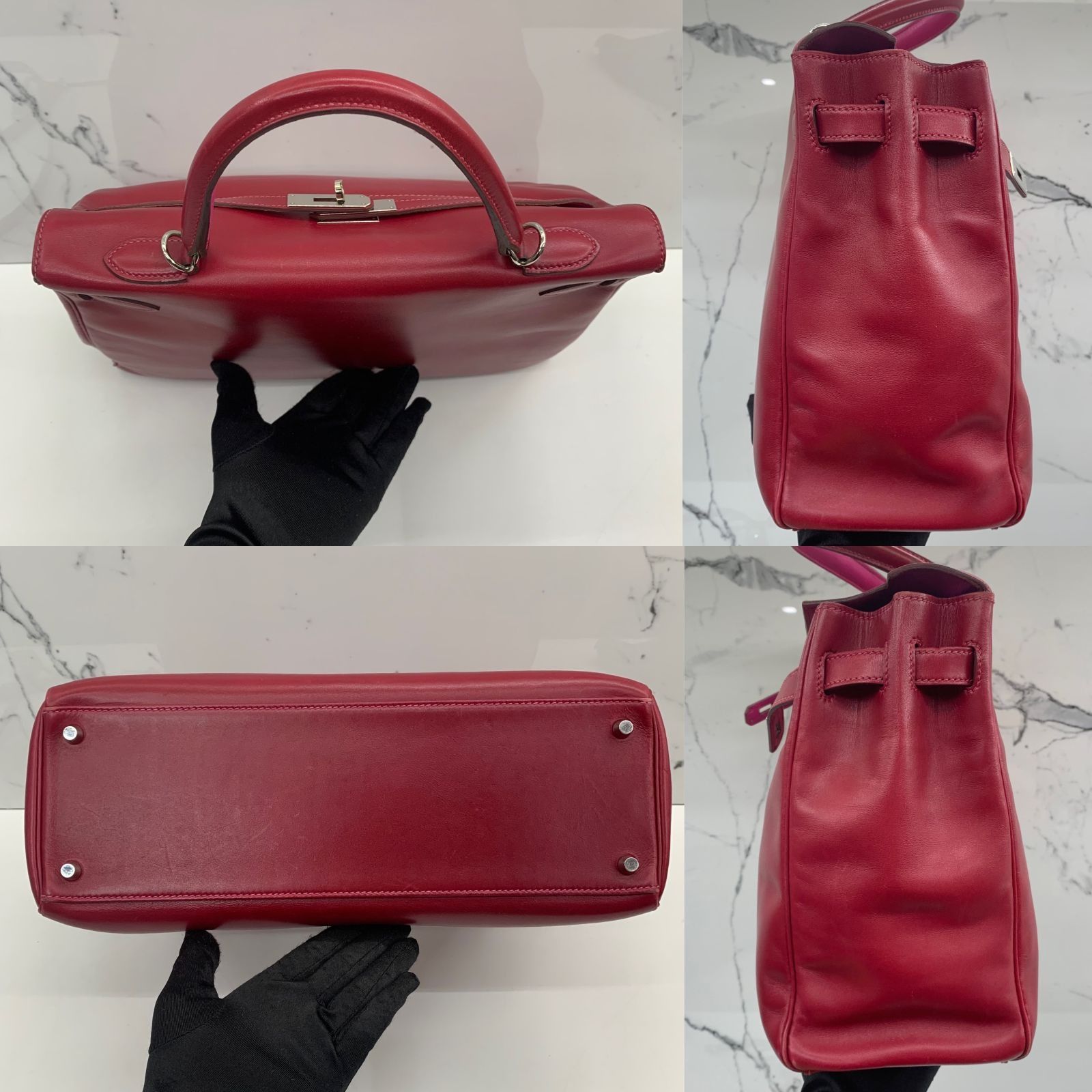 Hermes Kelly 35 Rouge Casaque Swift - Vintage Lux