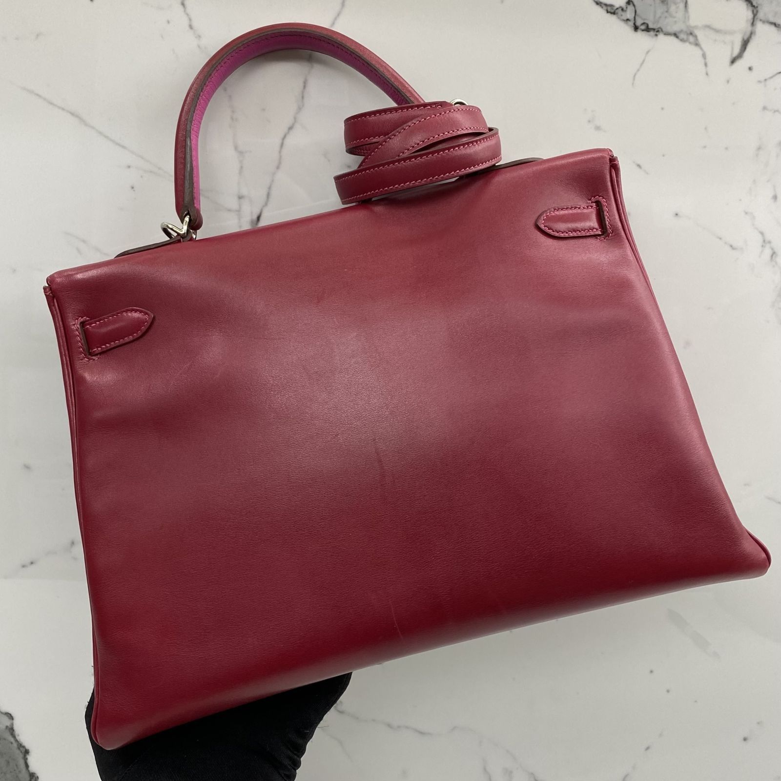 Hermes Kelly 35 Rouge Casaque Swift - Vintage Lux