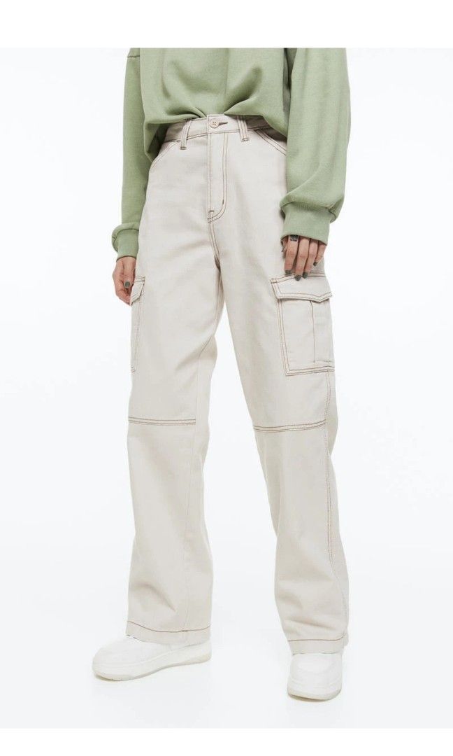 H&M Twill Cargo Trouser, Women's Fashion, Bottoms, Other Bottoms on  Carousell