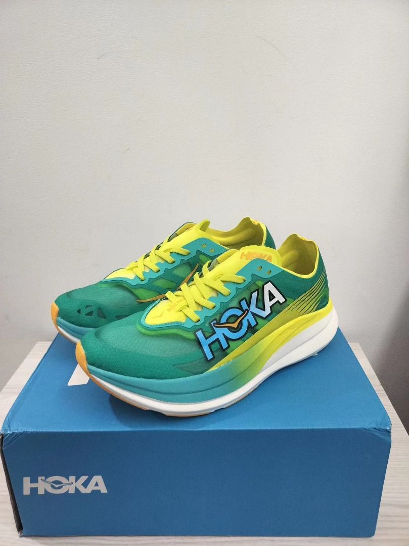 👟【全新】HOKA ONE ONE U ROCKET X 2 低幫黃綠, 男裝, 鞋, 波鞋