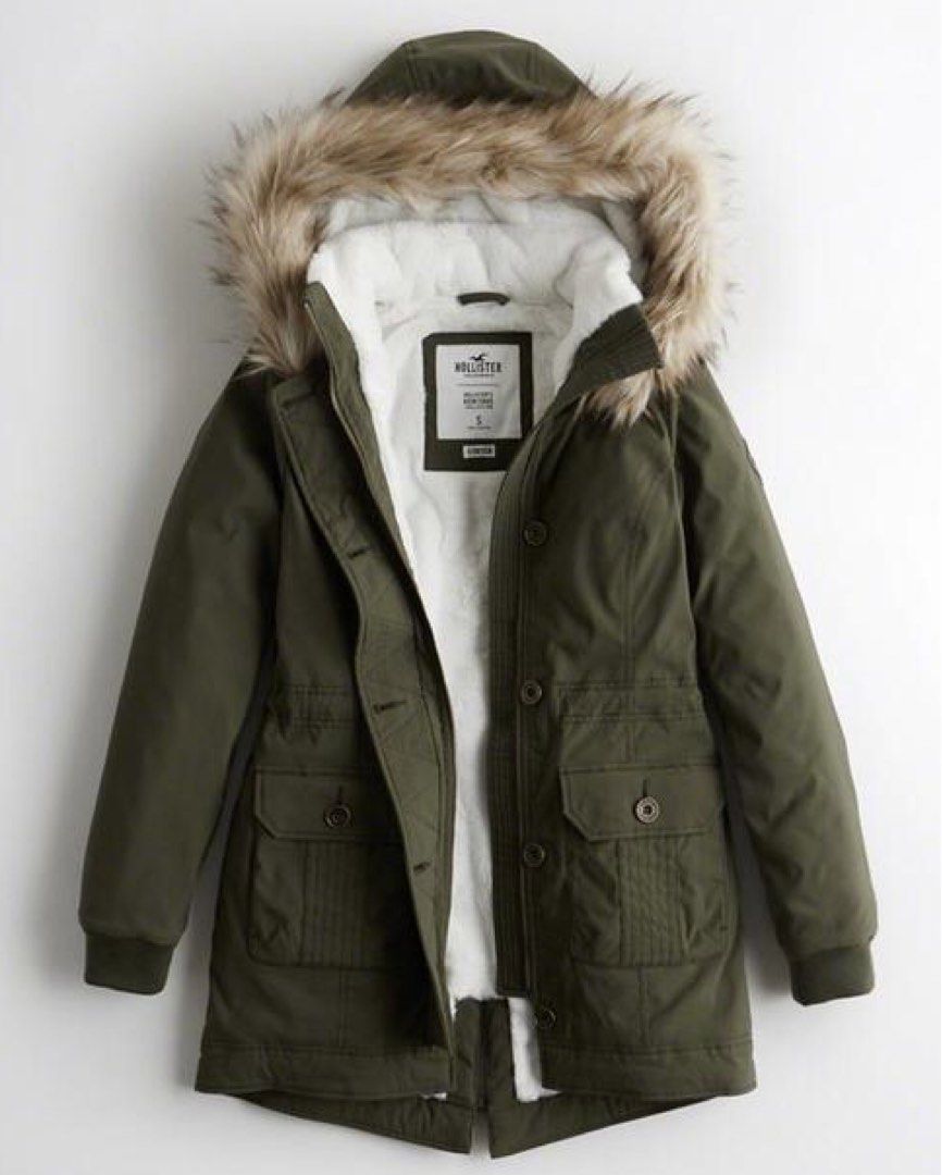 Stretch cozy lined parka hollister best sale