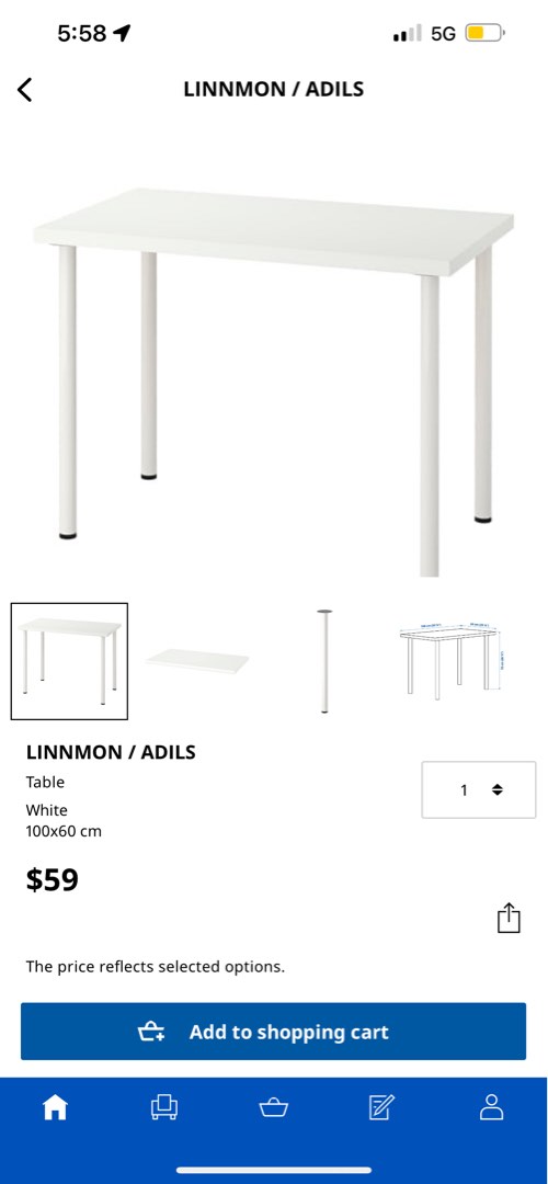 IKEA LINNMON ADILS, Furniture & Home Living, Furniture, Tables & Sets