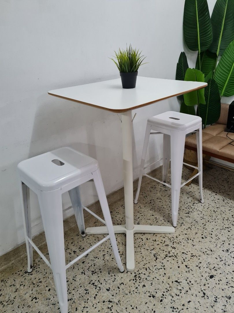 IKEA STENSELE HIGH / BAR TABLE with 2 tolix STOOL, Furniture & Home
