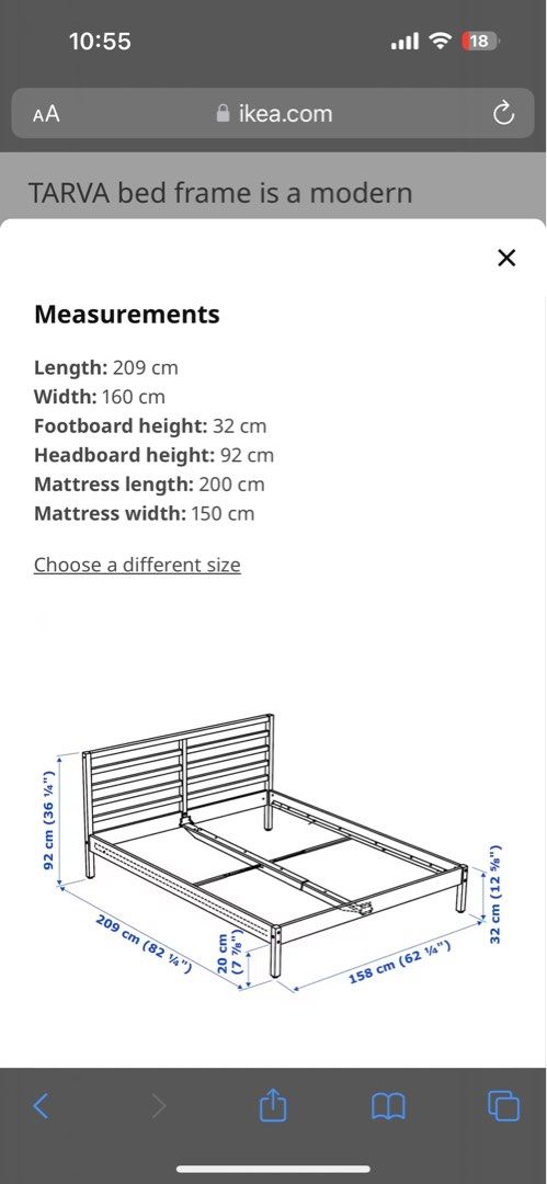 IKEA Tarva Queen Bed Frame Furniture Home Living Furniture