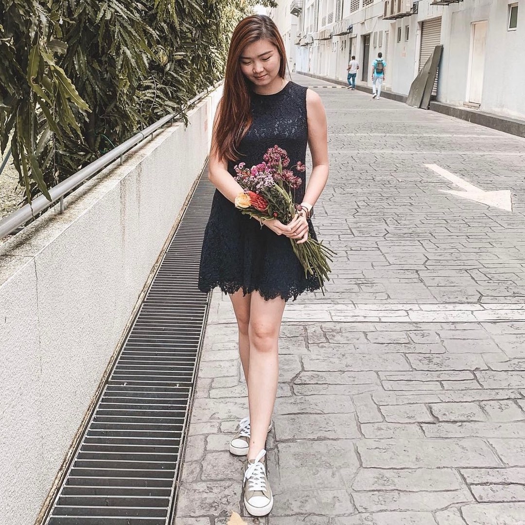 Black lace shift top dress