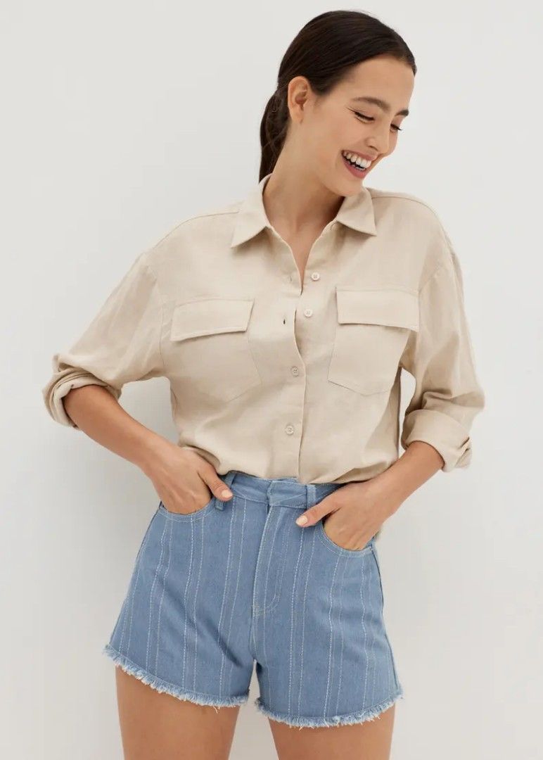 Fray hem clearance denim shorts