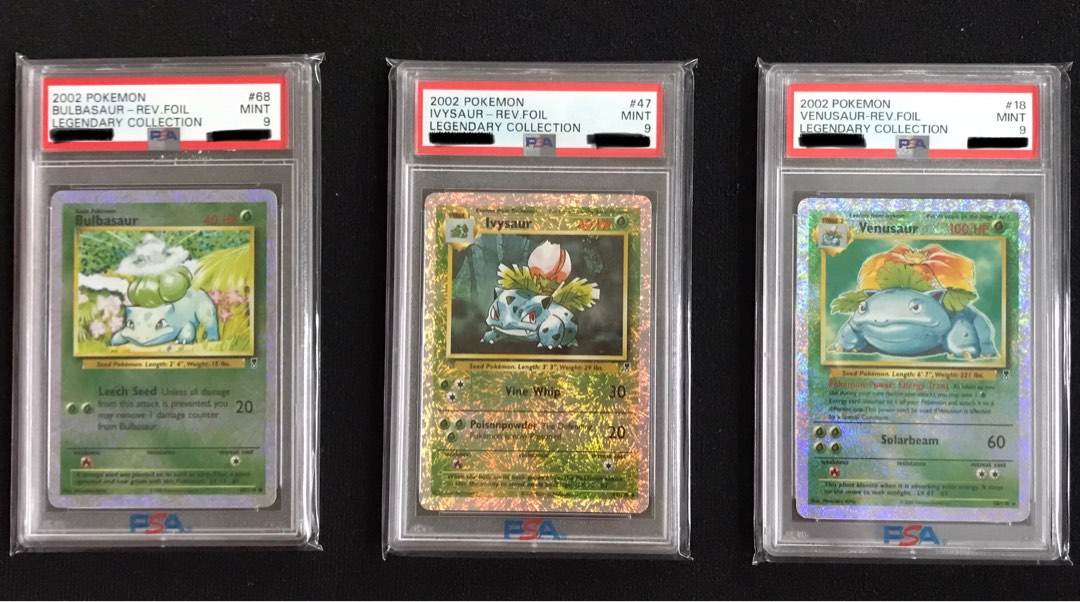 Legendary reverse holos PSA 9 set Bulbasaur, Ivysaur, Venusaur