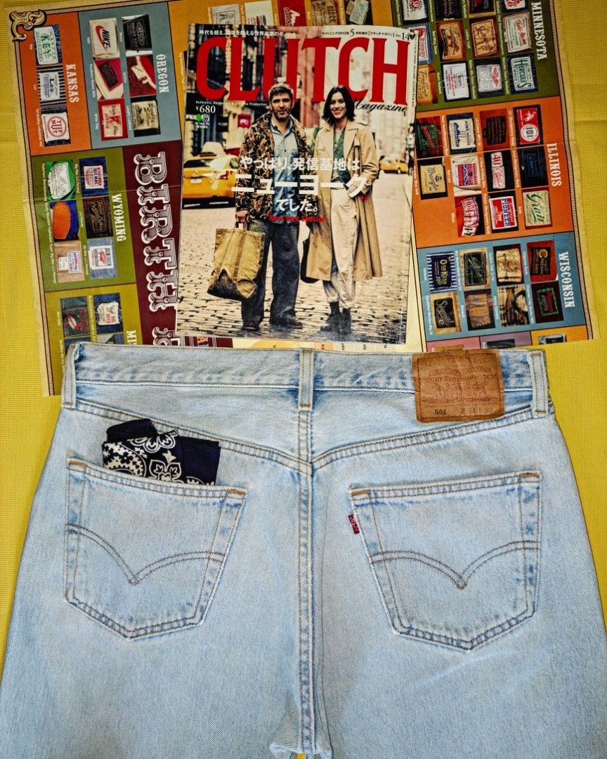 Levis 501 original 1990s light blue denim 34