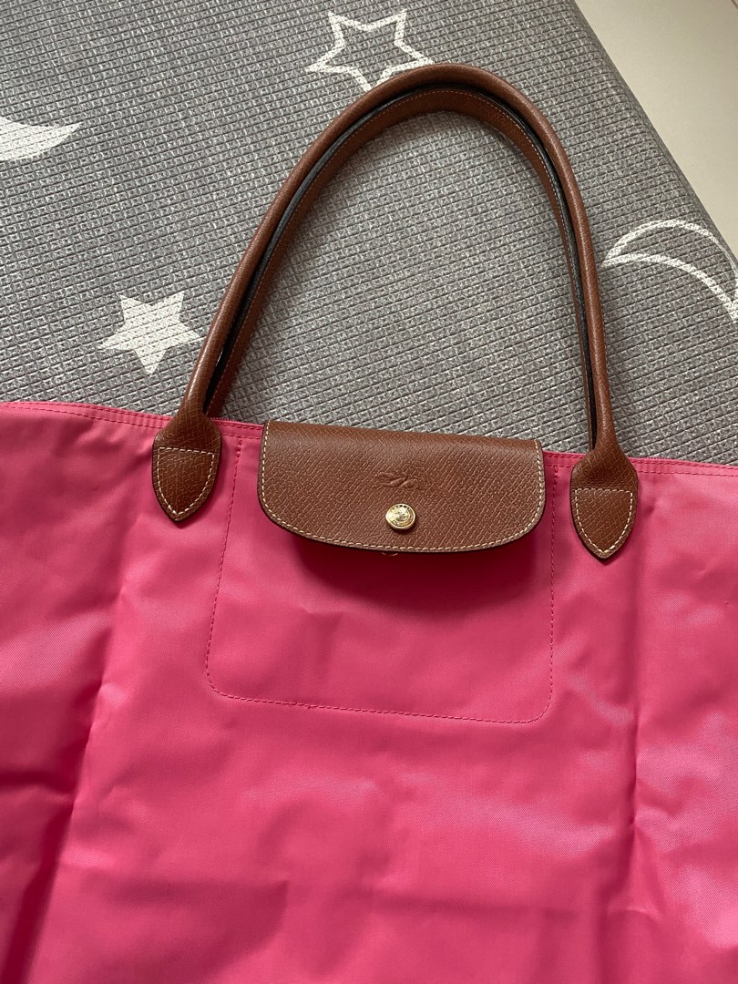 Longchamp Le Pliage Small Nylon Short Handle Tote Bubble Pink $130