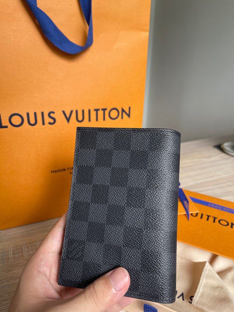 Authentic Louis Vuitton Damier Graphite Canvas Passport Cover Holder