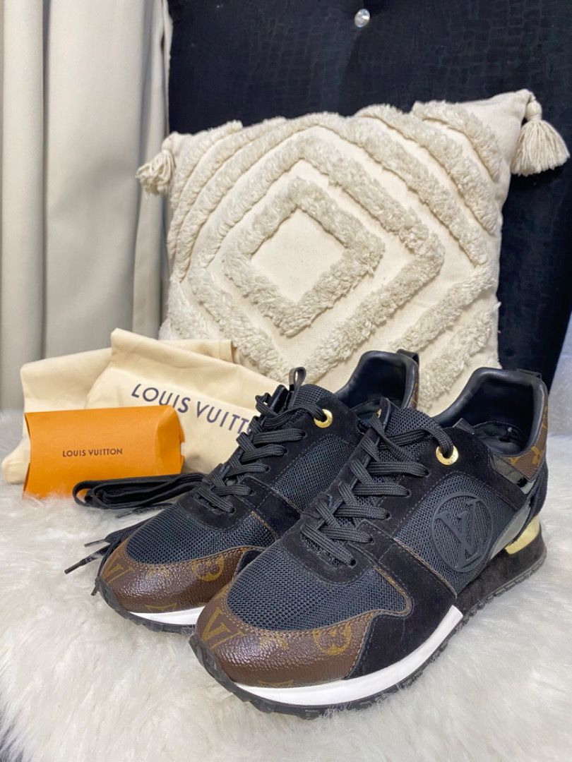 Louis Vuitton Black Suede, Mesh And Monogram Canvas Run Away Lace