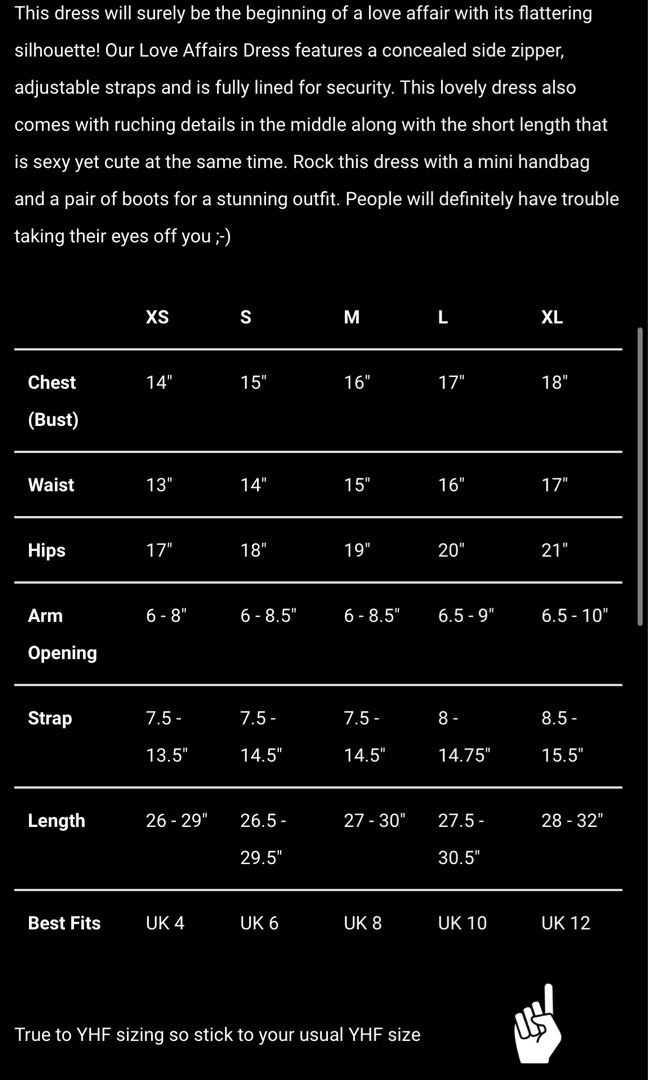 Chelsea28 dress size chart hotsell